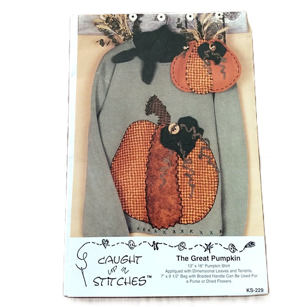 Vintage Pumpkin Purse Handbag Sewing Pattern Quilted Applique Farmhouse Decor